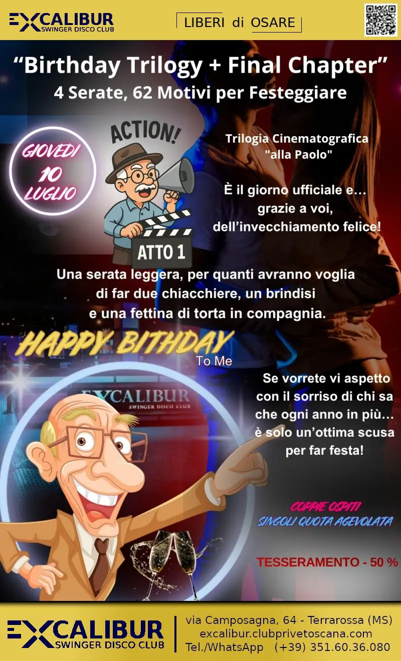 Swinger club prive evento Happy Birthday to Me,  ATTO I – IL LUNGO PROLOGO